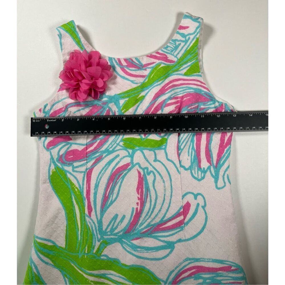 Lilly Pulitzer Girls Floral Pink White Green Sleeveless Party Dress Size 8 EUC - Picture 8 of 9